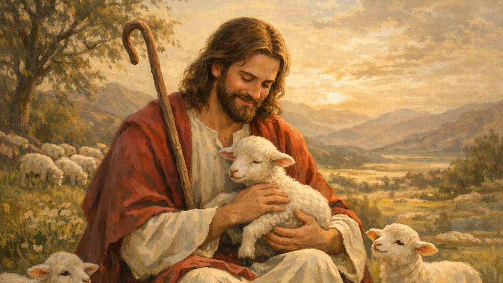 Jesus with lambs